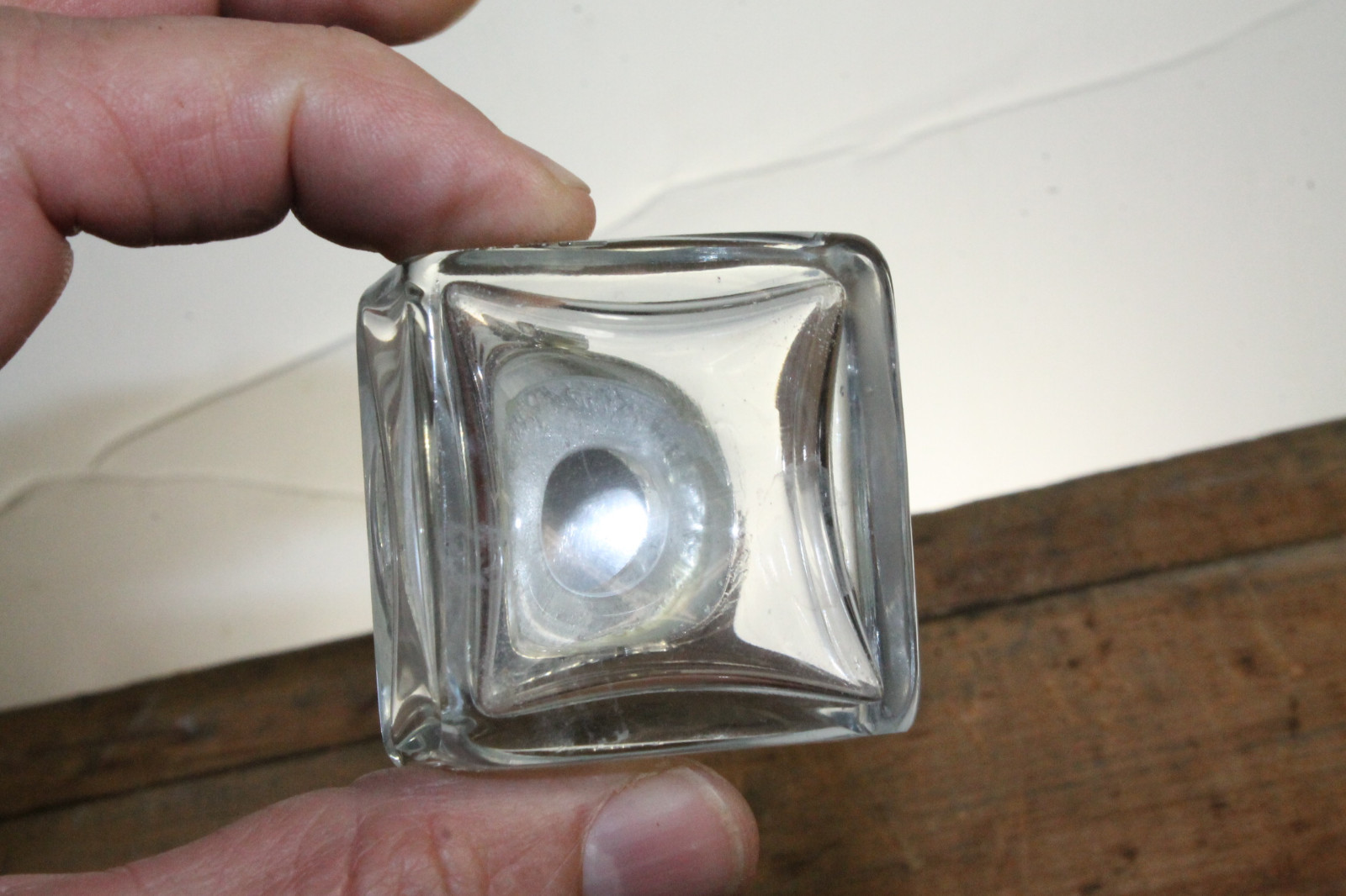 Vintage Antique Style Square Clear Glass Inkwell Bottle ink