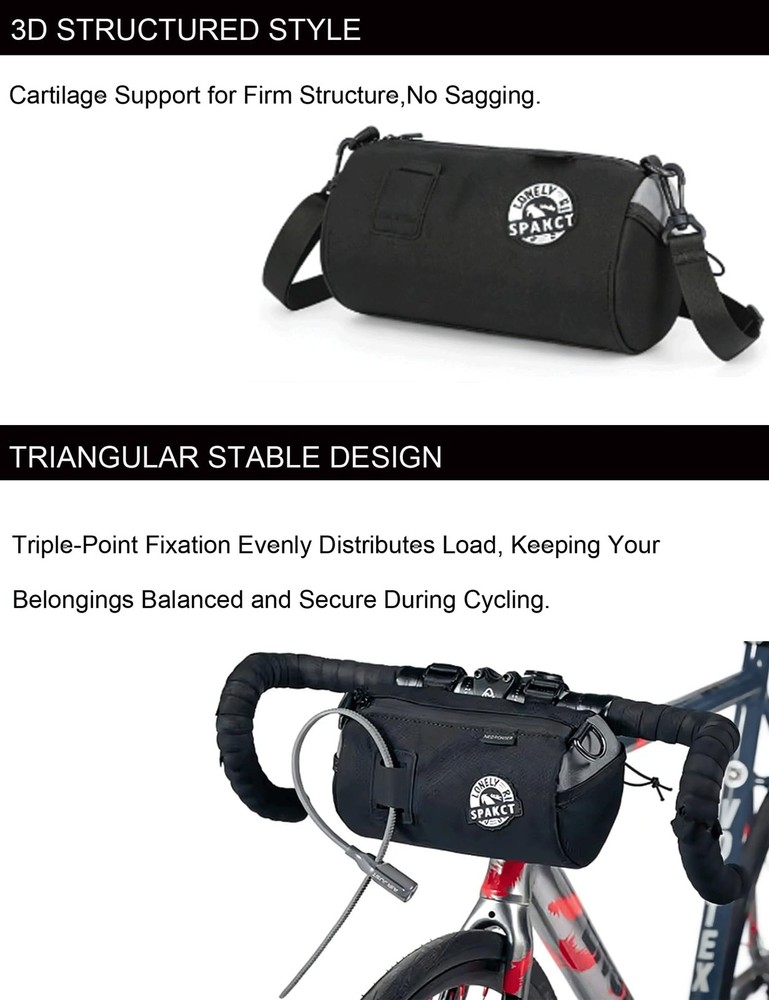 Bike Handlebar Bag Waterproof Bicycle Front Bag with Shoulder Strap, Handleba...
