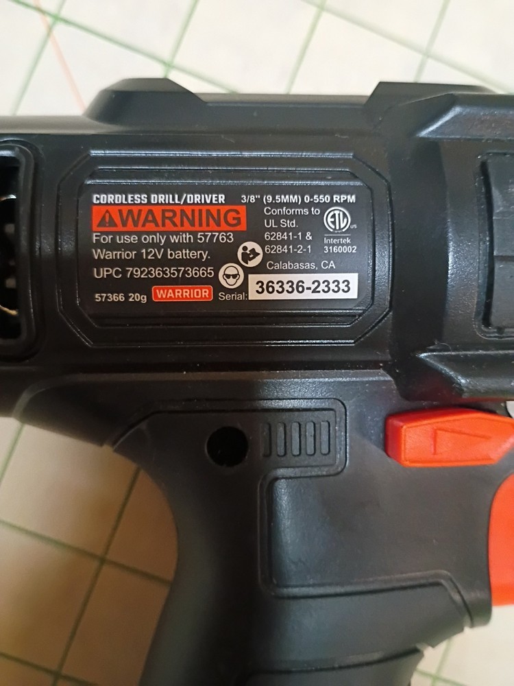 WARRIOR 12V LITHIUM Cordless 3/8 In. Drill/Driver