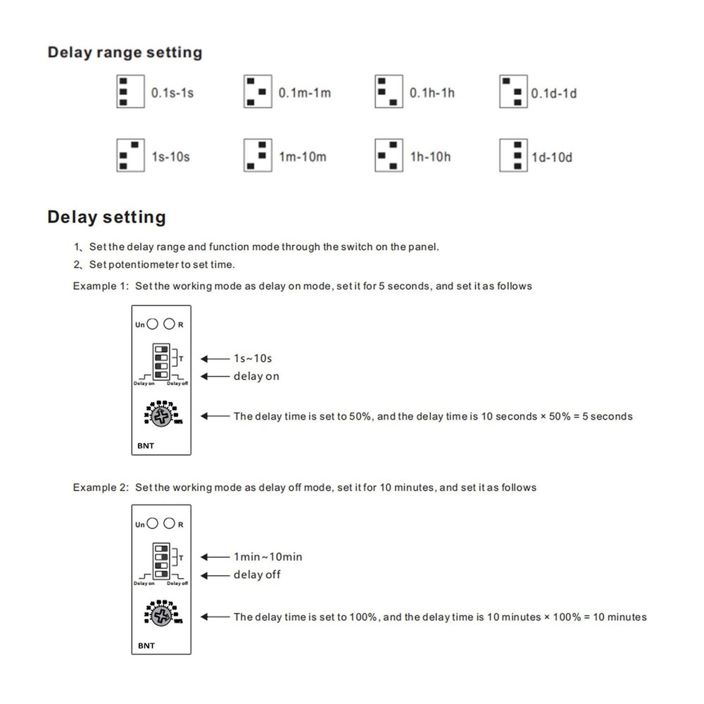 BNT 10A Dual Function Timer Relay Delay On Delay Off Relay AC230V&DC24V Time ...