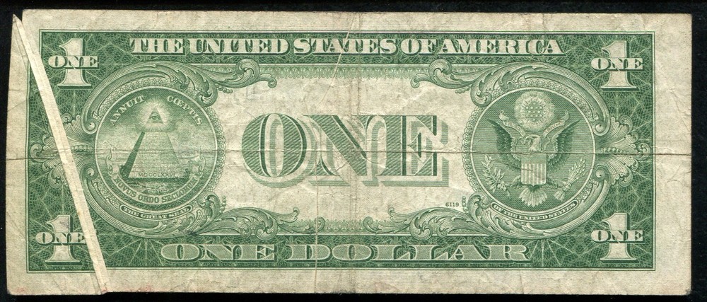 1935-E $1 ONE DOLLAR SILVER CERTIFICATE “GUTTER FOLD ERROR”