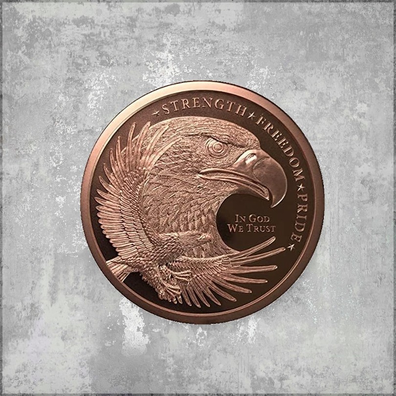 GSM Copper Round Eagle Head Coin 2oz