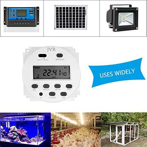 JVR 12V Timer Switch Programmable Digital 12 Volt DC/AC/Solar Battery Powered
