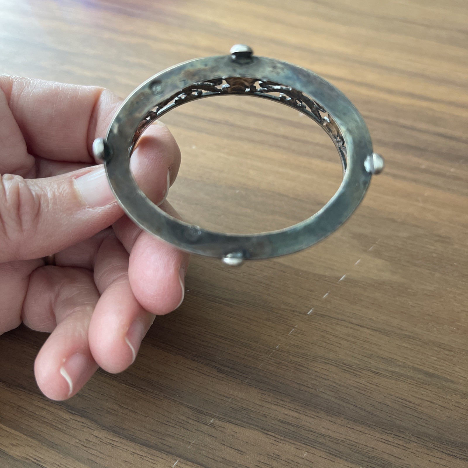 Cobalt & Silver Salt Cellars Or Dips Antique Set of 2