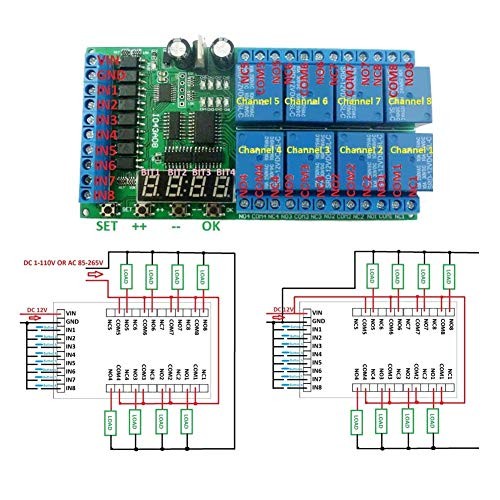 DC 12V 8CH LED Multifunction Digital Delay Time Cycle Timing Relay Switch