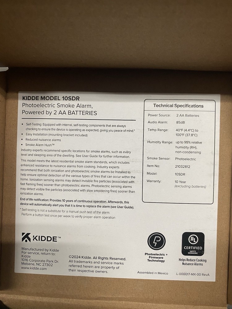 Kidde 10SDR Smoke Detector, 4-Inch Compact, AA Battery Powered