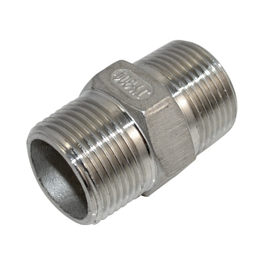 3/4" 3/4 inch Male Pipe Fitting Hex Nipple NPT Stainless Steel SS304 connector