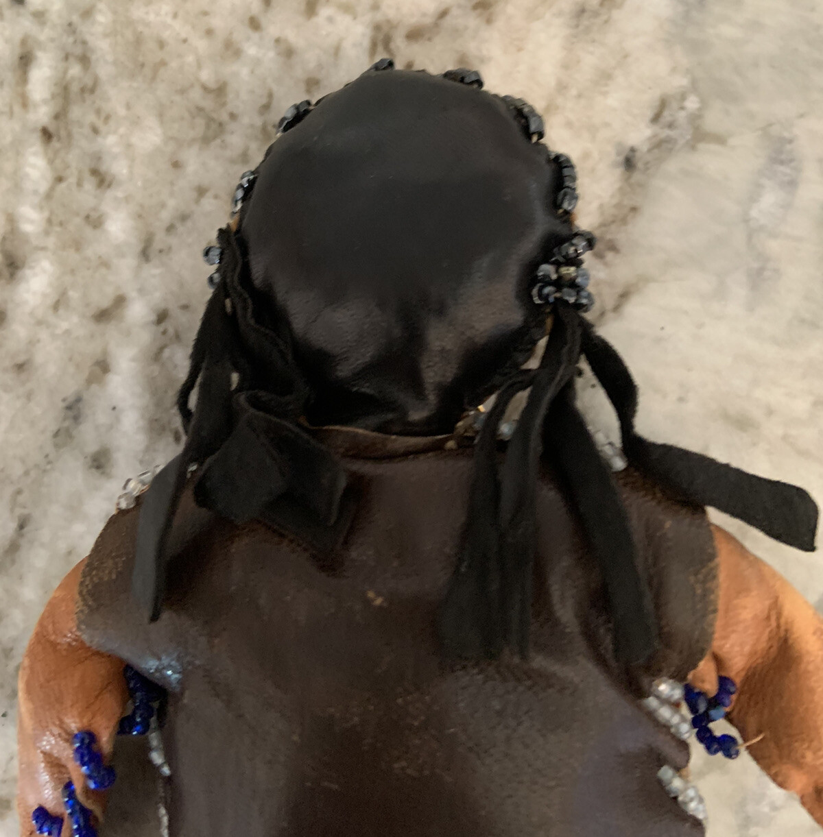 1900-1920 AMERICAN NAVAJO INDIAN HANDMADE 7-1/2” RAG DOLL DEERSKIN + BEADWORK