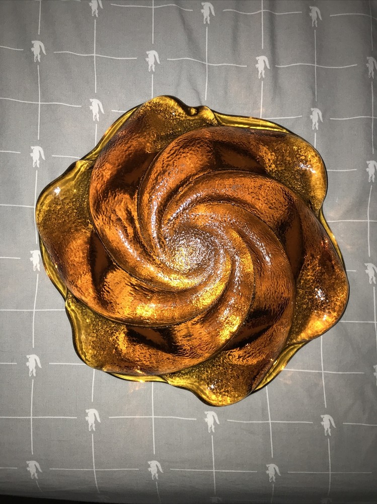 Vtg Depression Amber Glass Ashtray