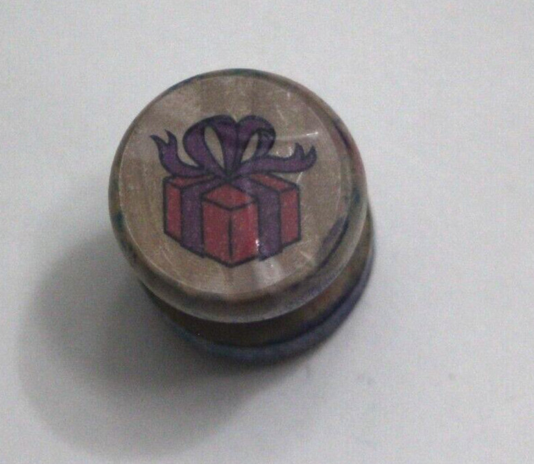 Wrapped Gift Present Small Rubber Stamp