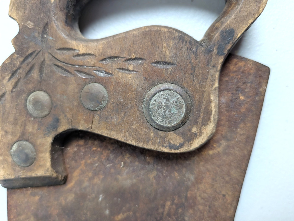 Vintage Hand Saw Warranted Superior Eagle Medallion Rustic Primitive Wall Decor