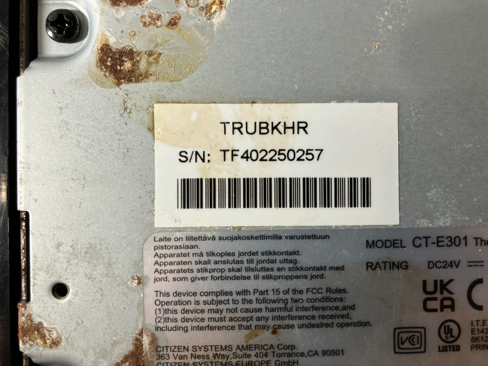 CITIZEN SYSTEMS CT-E301 DOCUMENT DUAL TONE POS THERMAL PRINTER Grade B