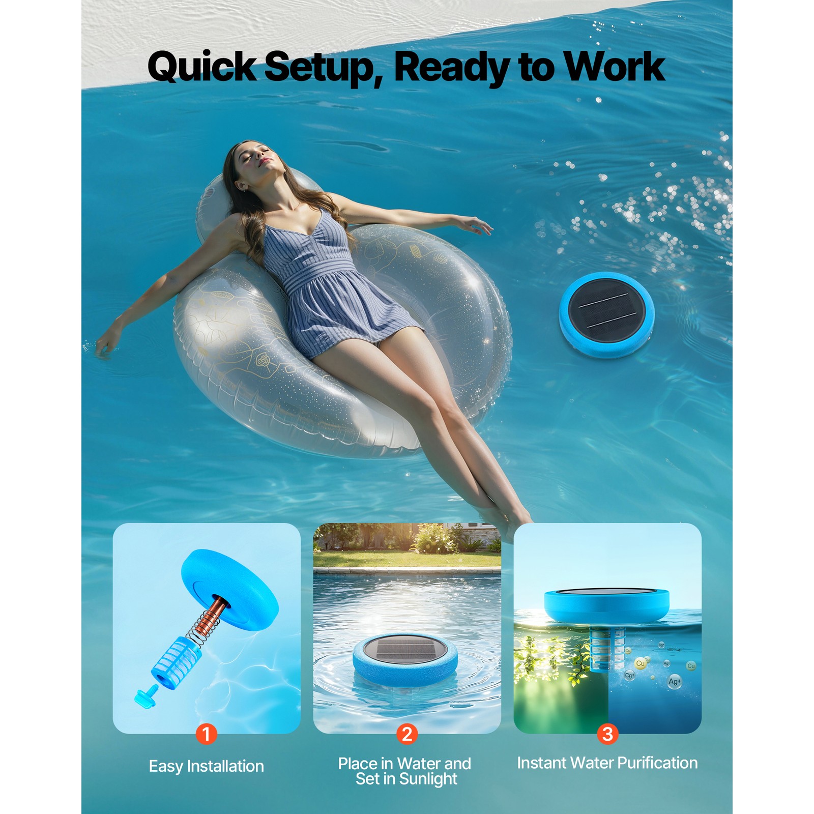 Uimoso Solar Pool Ionizer with Copper Core for Pools Up to 35,000 Gallons