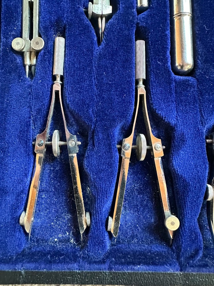 Vintage K&E Drafting Tool Compass Set With Case Doric Favorite N9526C Germany
