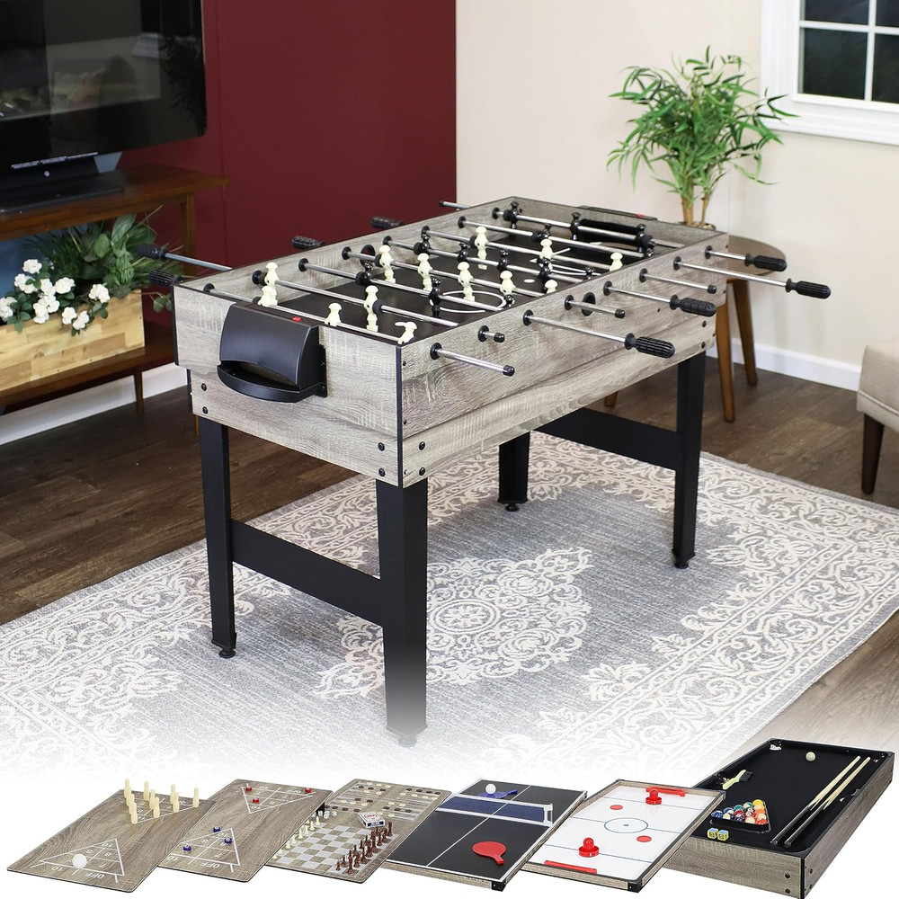 Sunnydaze 10-In-1 Game Table - Combination Multi-Game Table with Billiards, Push