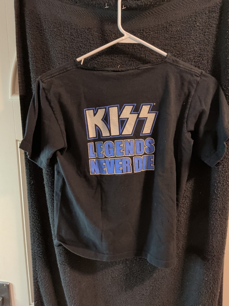 Vintage Kiss Shirt Large Black Y2K Farewell Tour Glam Hard Rock Women's Crop Med