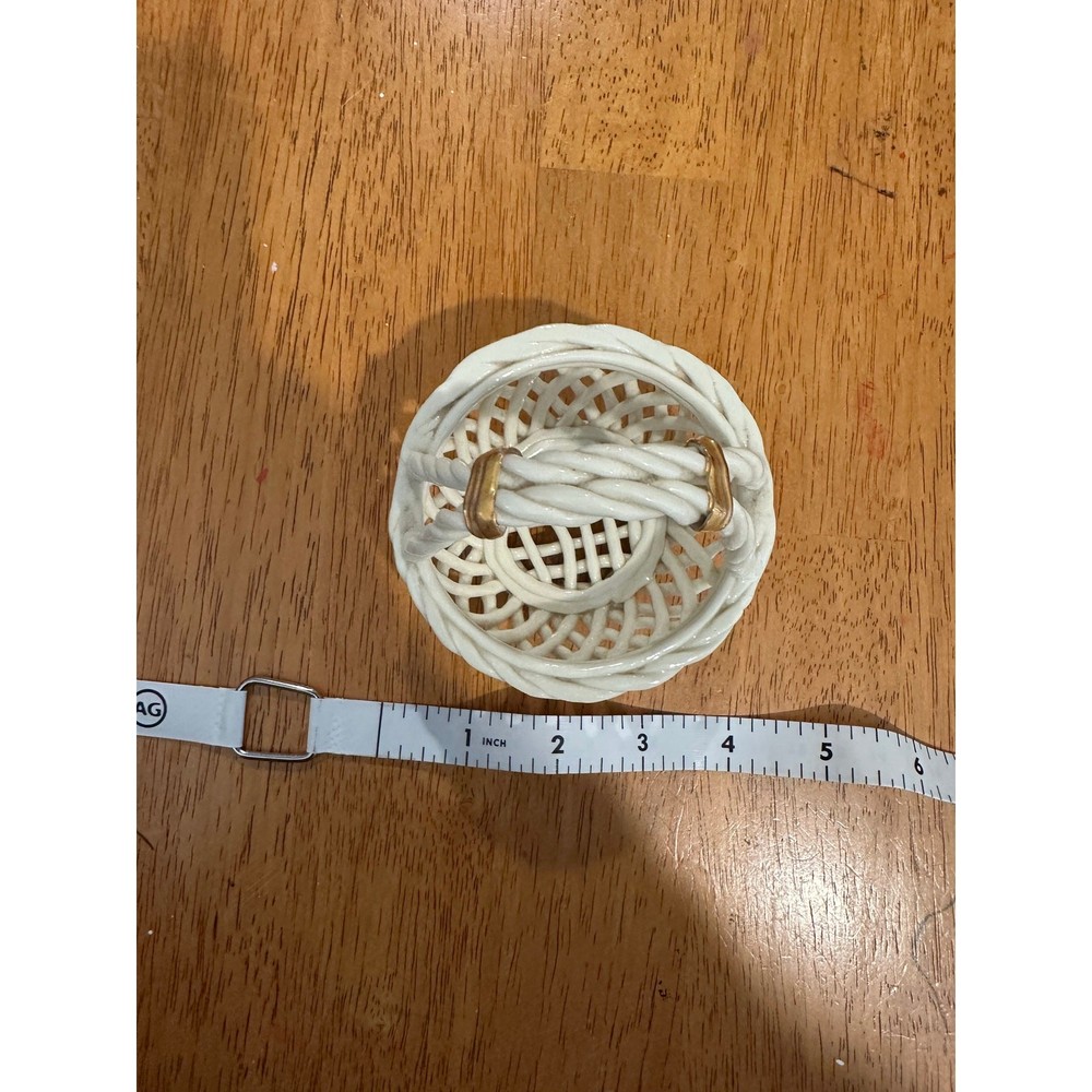 Small Ceramic Woven basket Vintage