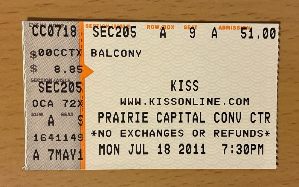 2011 KISS SPRINGFIELD ILLINOIS CONCERT TICKET STUB DESTROYER DYNASTY STRUTTER