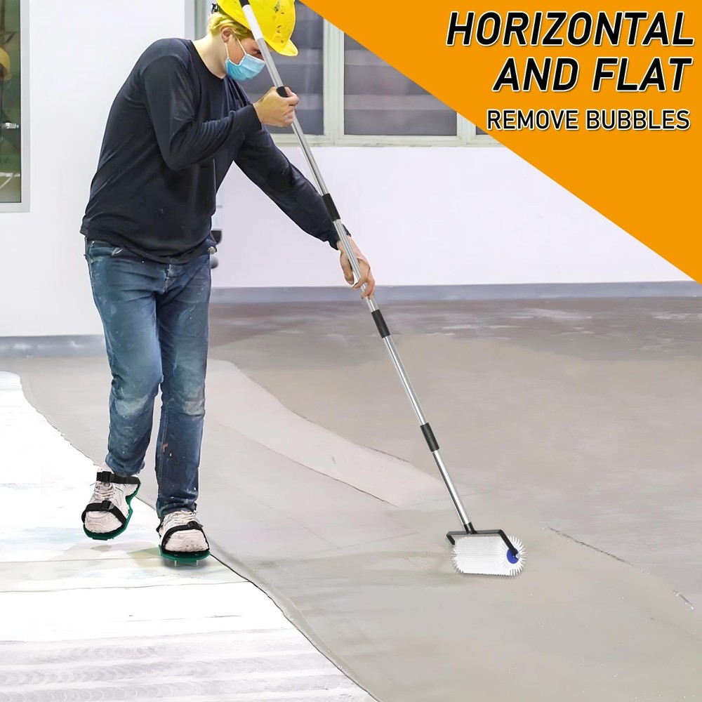 Spike Roller for Self Leveling Cement,9 Inch Screed Spiked Roller with 77'' E...