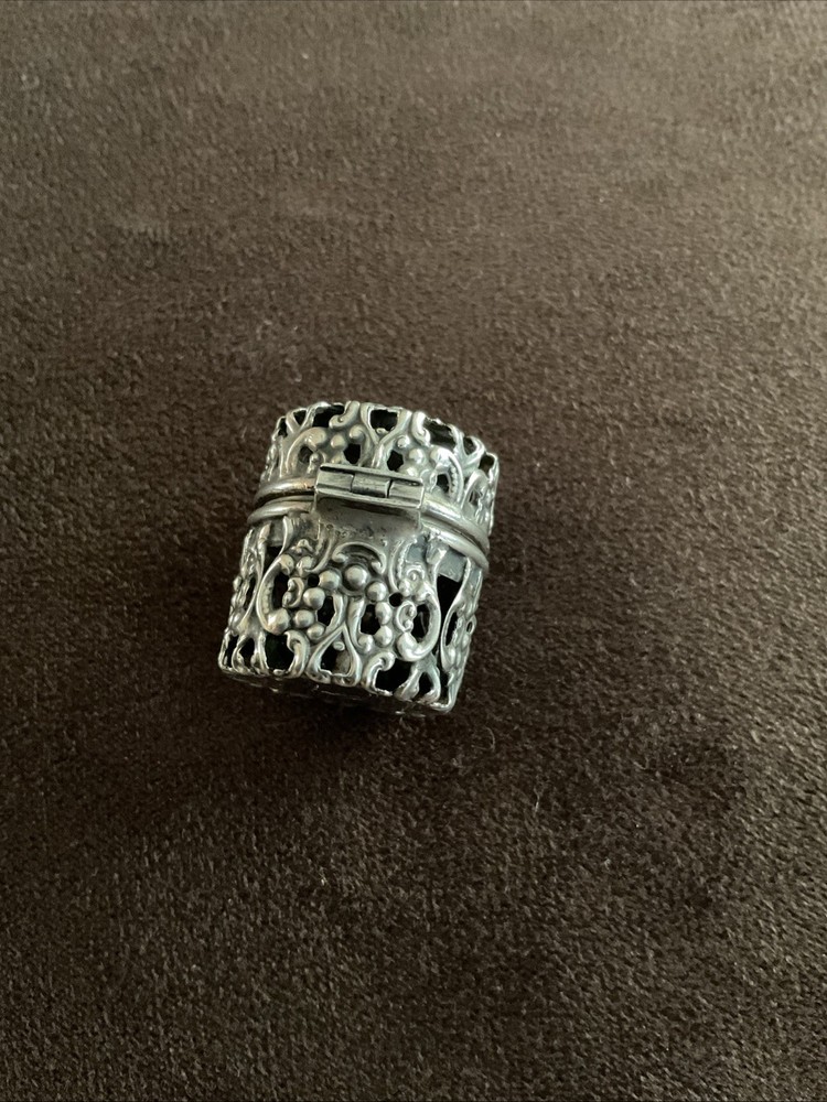 Antique Webster Sterling Silver Chatelaine Thimble Case Holder with Hanging Loop