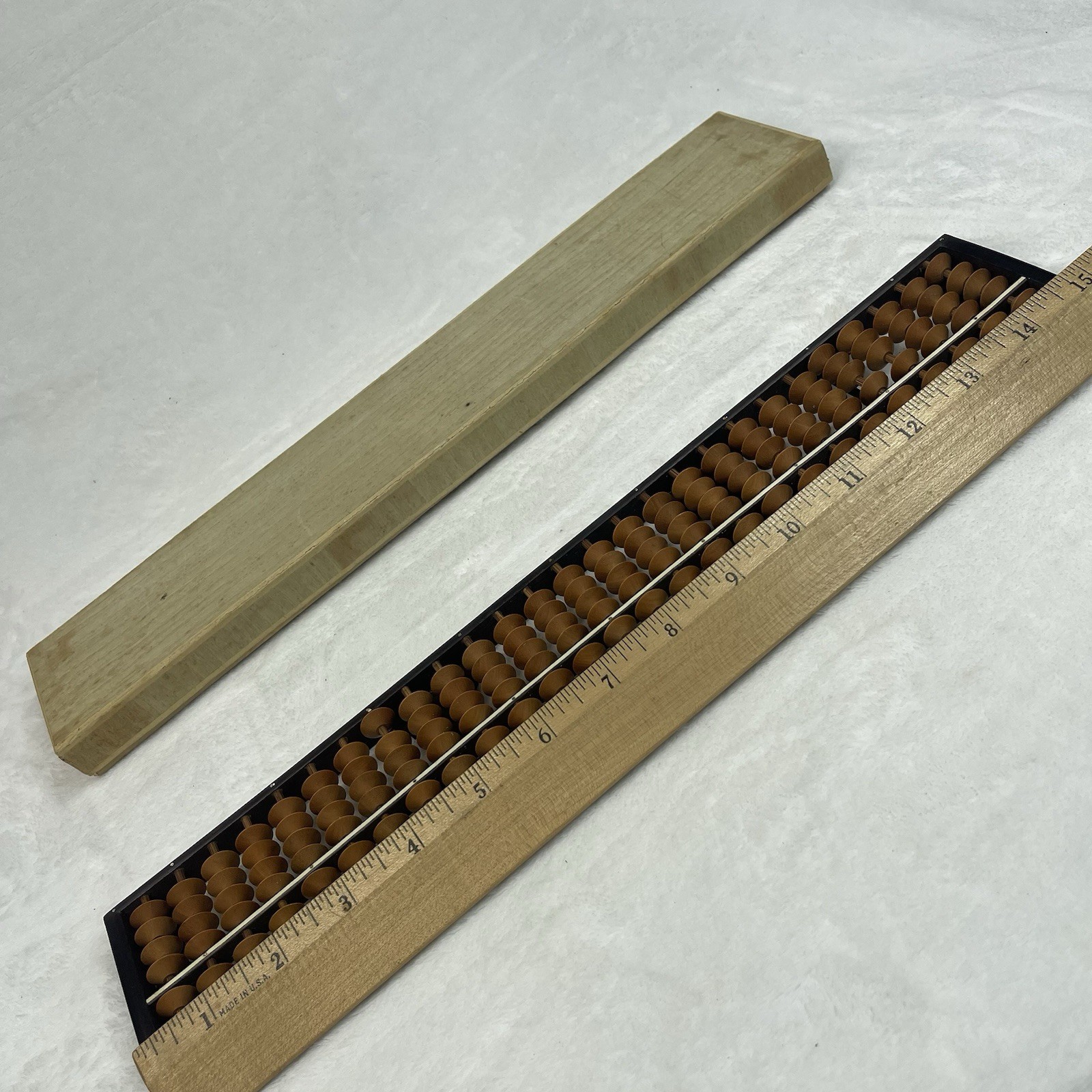 Vintage Soroban Abacus Calculator 27 Column Digit Orange Beads w Original Box