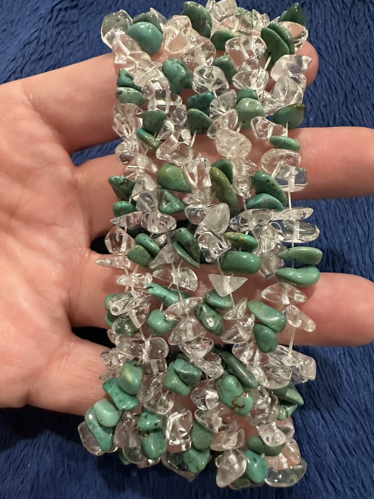 Handmade Stretchy Turquoise Adjustable Wide Bracelet