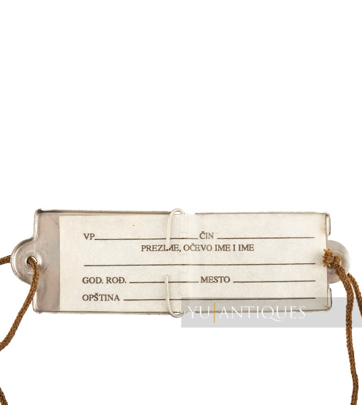 JNA YPA Yugoslavia Serbia Army Military ID Identification Plate Soldier Dog Tag