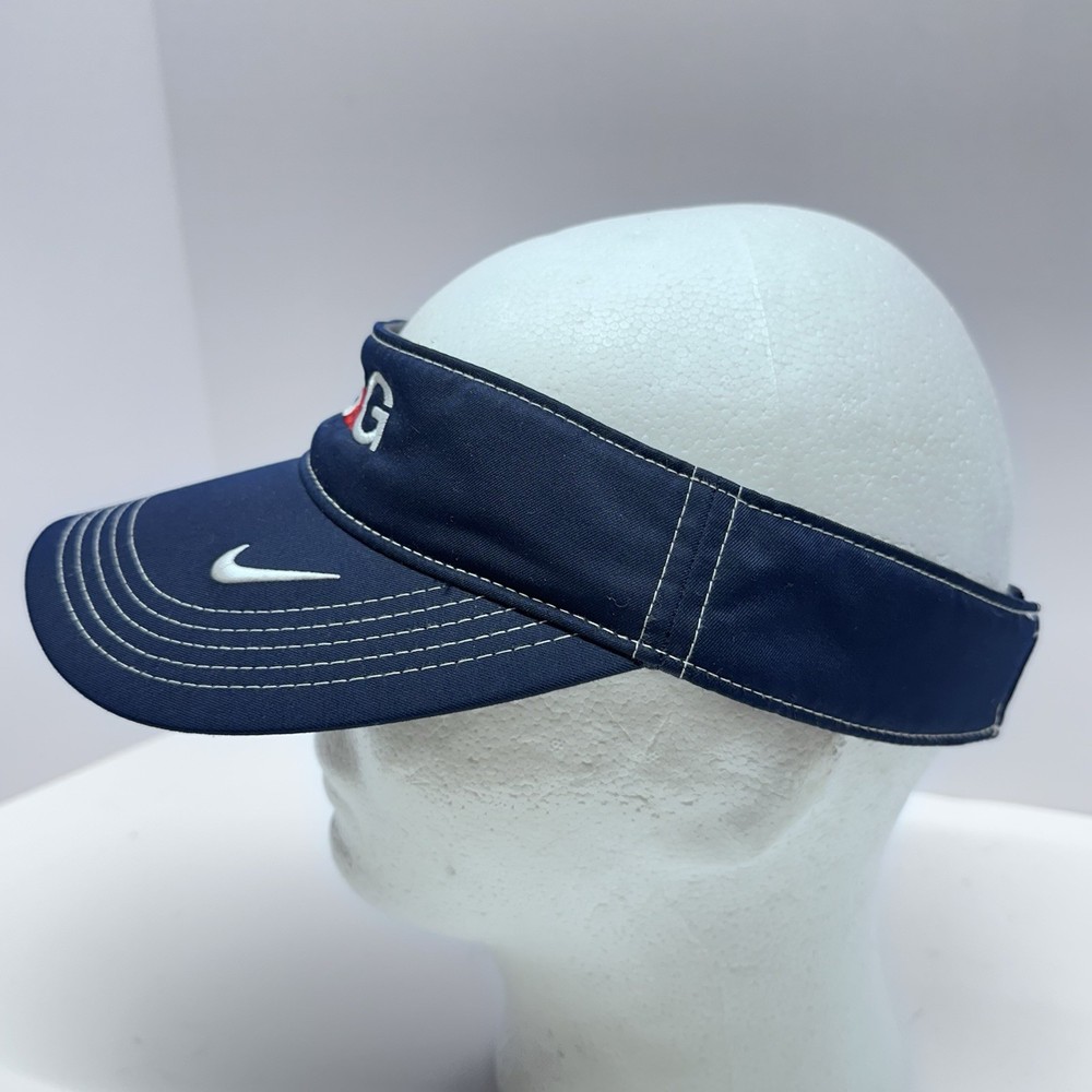 Nike Golf Visor Hat BLB&G Logo Adjustable Golfing Dri-Fit Navy Blue Hook Loop