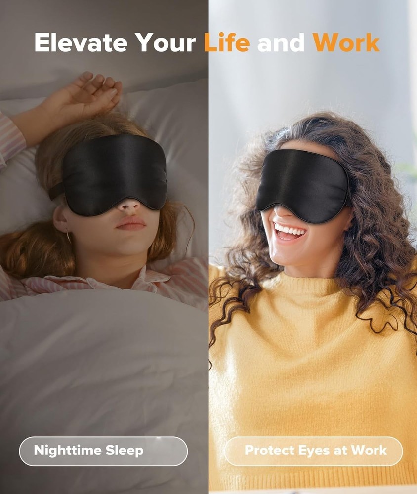 Silk Sleep Mask Light Blocking, LC-dolida Cooling Eye Mask for Sleeping Includes