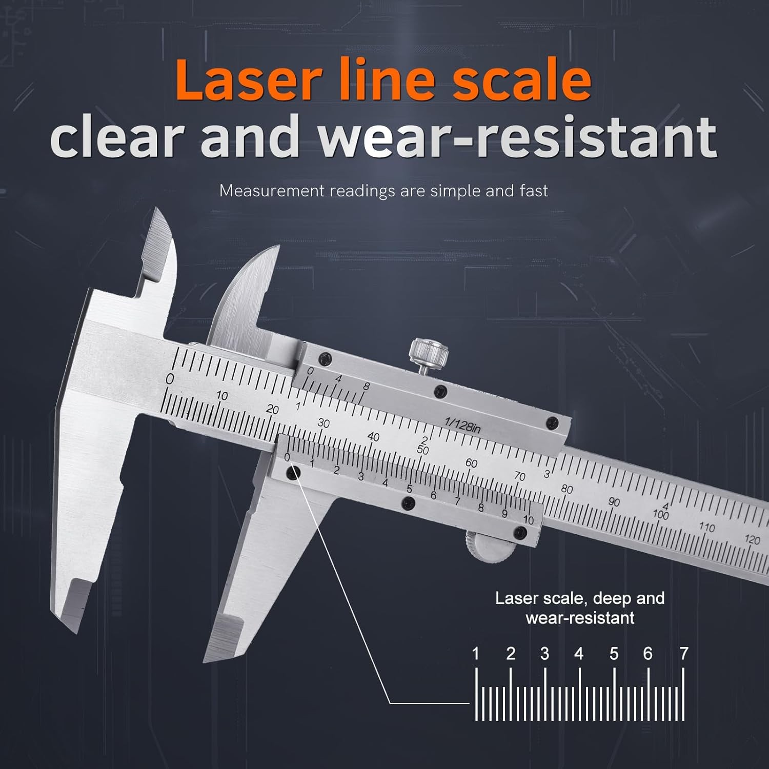 6-Inch/150Mm Vernier Caliper Measuring Tool, Fractional Calipers, High-Hardness