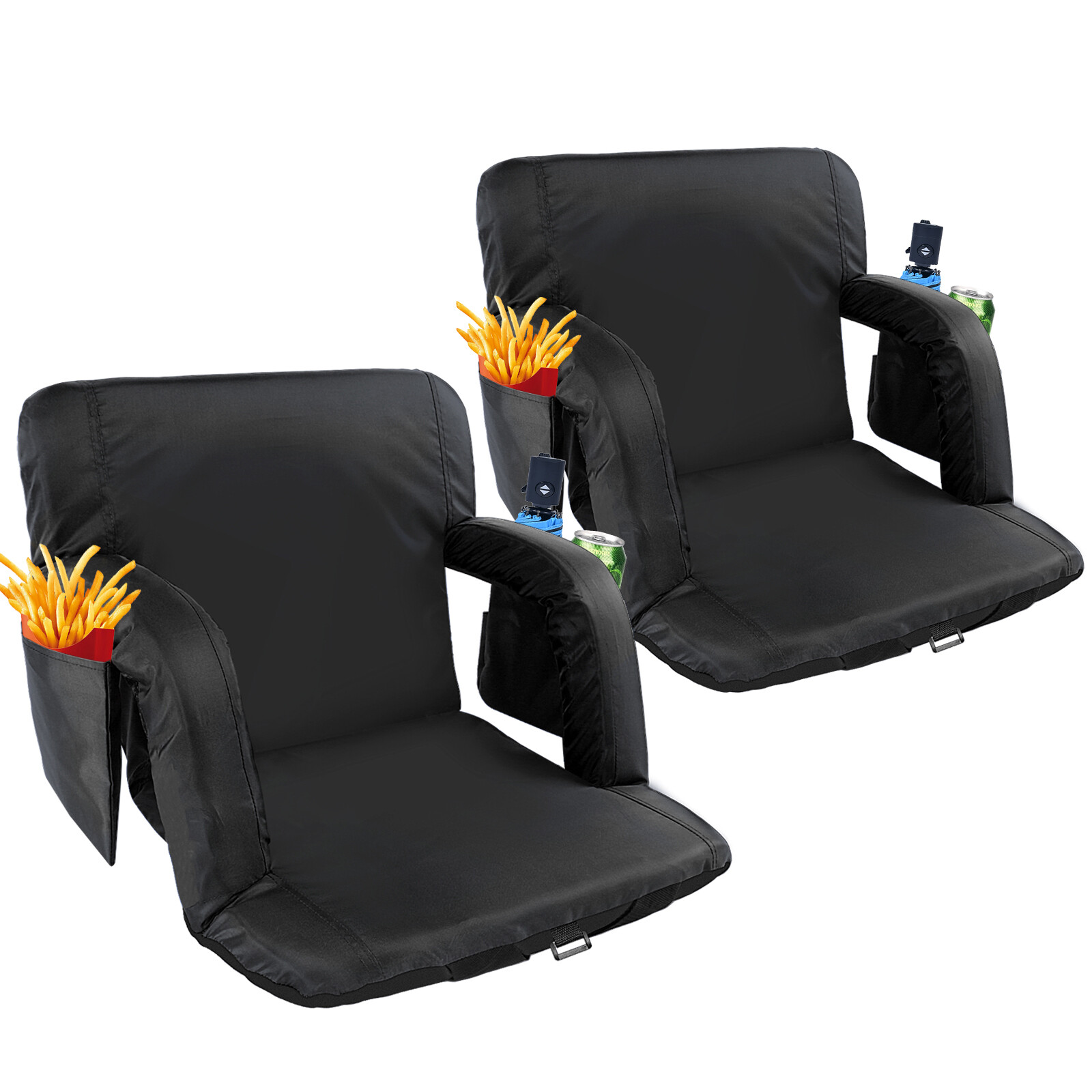 NAIZEA 2Pack Stadium Seats for Bleachers With Back Support 6 Reclining Positions