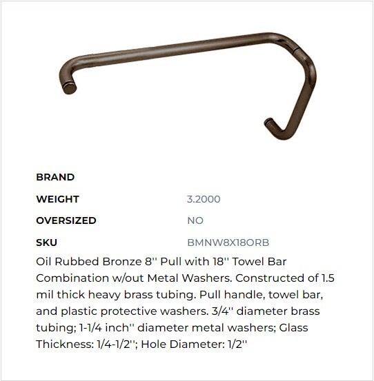 Towel bar handle combo BMNW8x18ORB