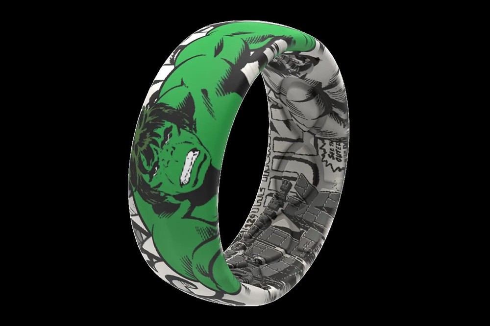Marvel Groove Life "Hulk Black & White Comic" Silicone Ring Size 14