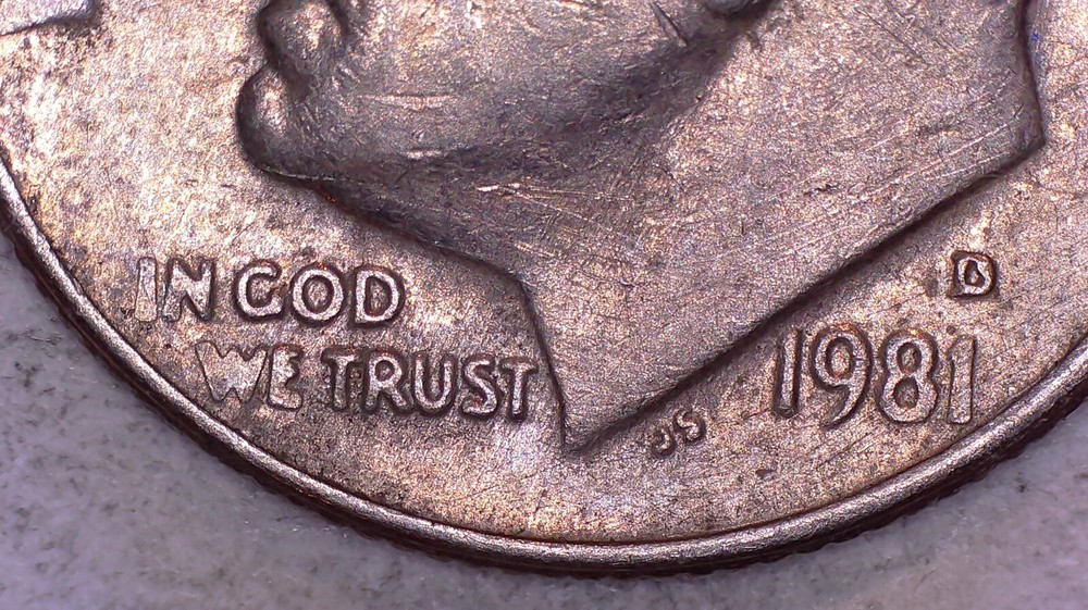 1981 D Roosevelt Dime with Reverse Machine Doubling (#77376)