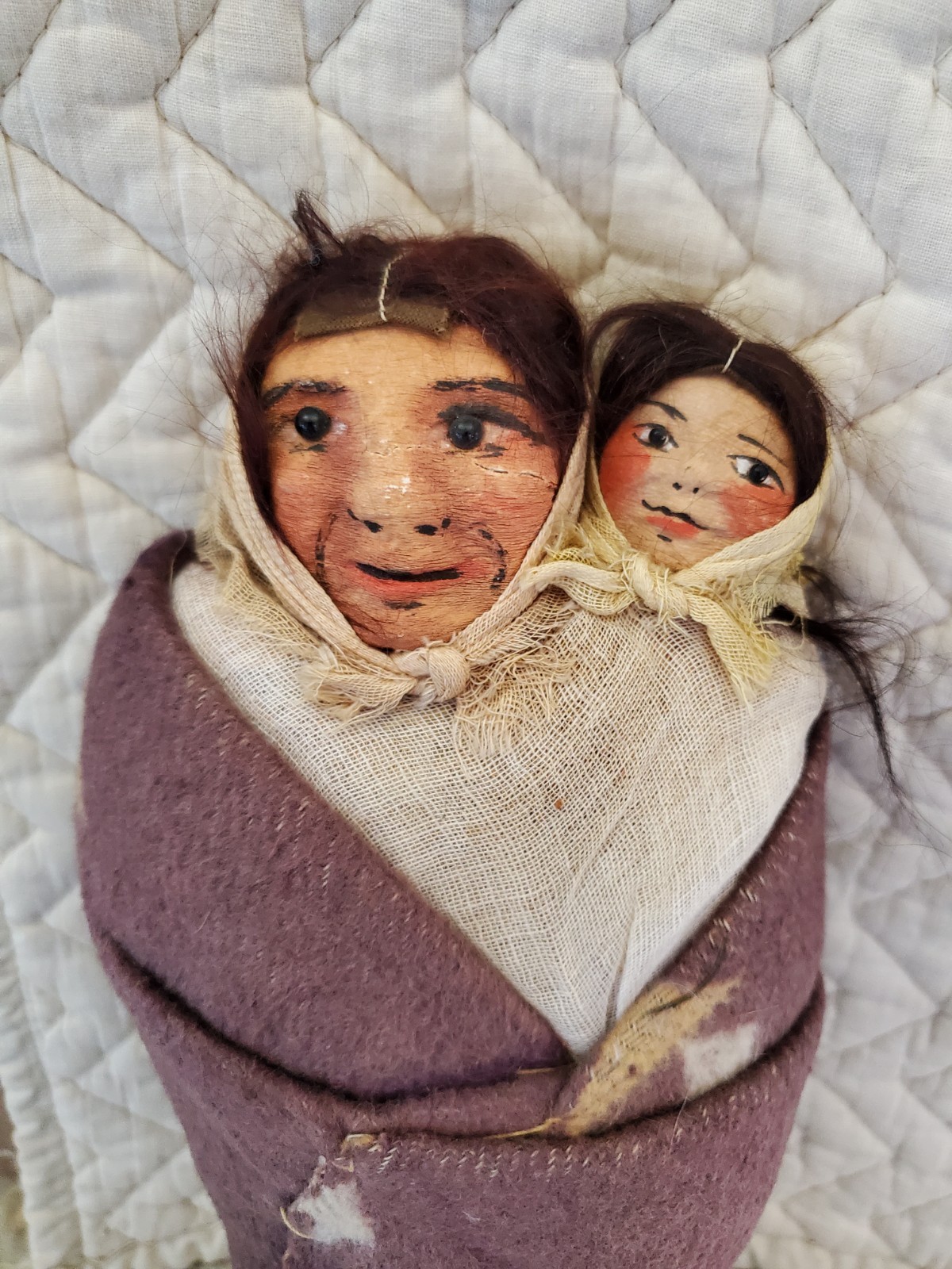 11" Early Mary Frances Woods Native American Indian Doll Skookum & Papoose