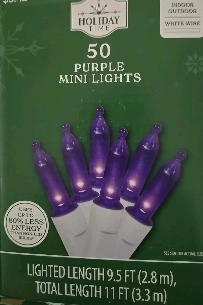 New   50-Count LED Mini Christmas String Lights, Purple , 10.2'