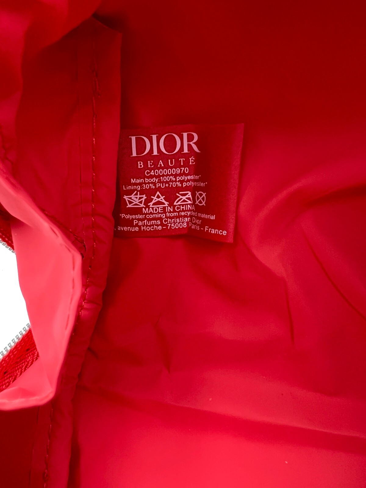 New! Christian Dior Cosmetic Makeup Bag Pouch Clutch Pencil Case ~ Red