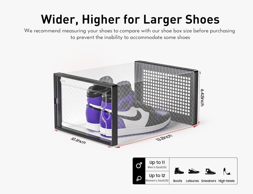 Shoe Storage Boxes Closet Organizers Clear Plastic Stackable Entryway 12 Pack US