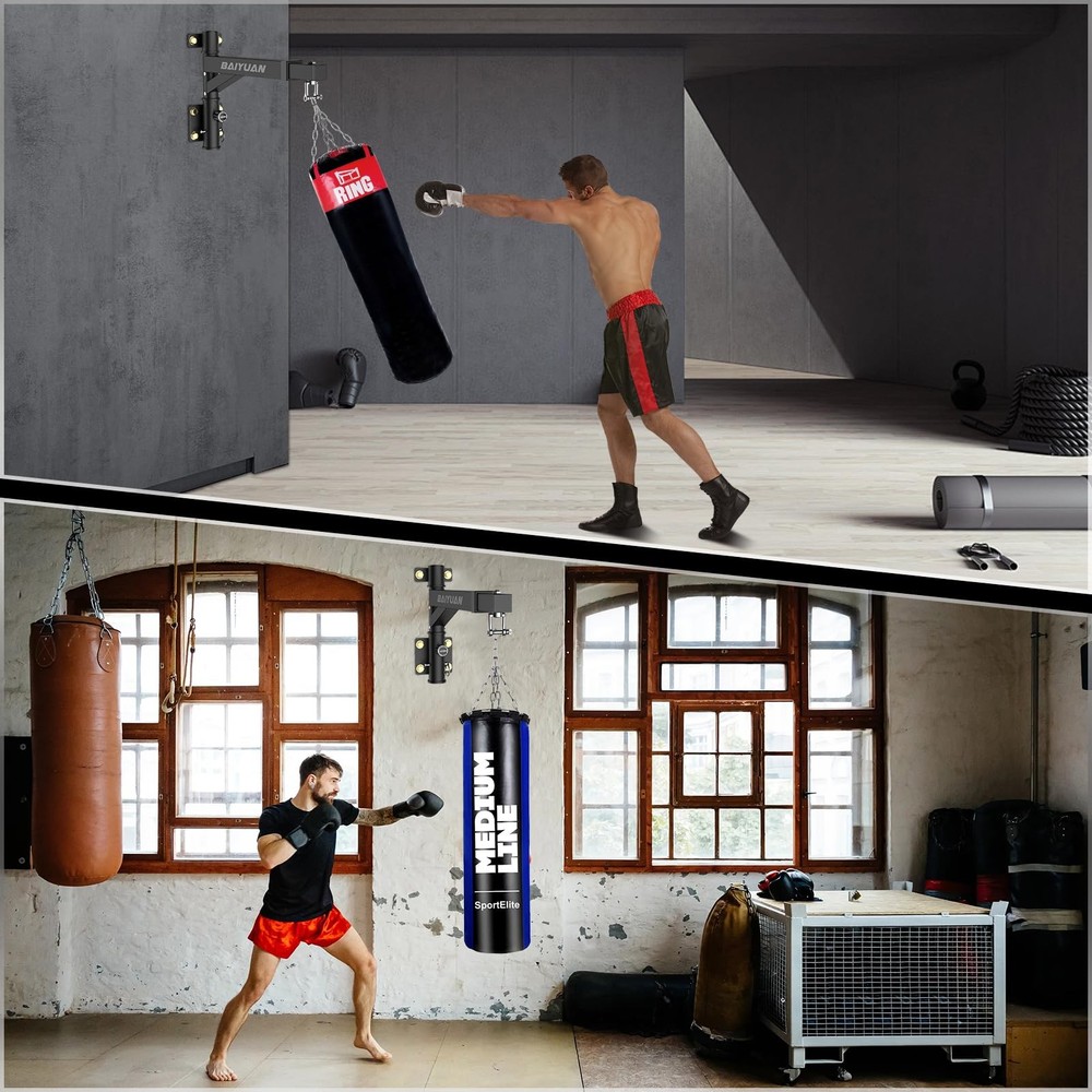 Heavy Bag Hanger - Wall Mount 17.5-26" Length Adjustable & One-sided foldable