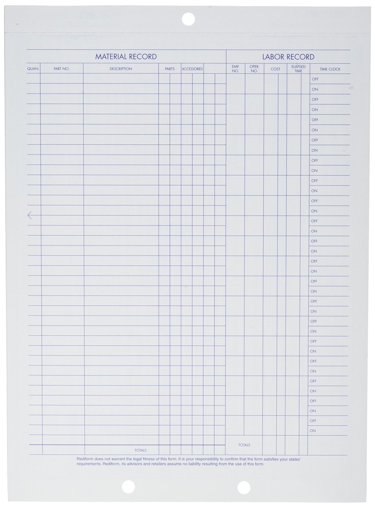 Rediform Auto Repair Polypack Carbonless Triplicate Forms 8.5x11.625 50 Sheets