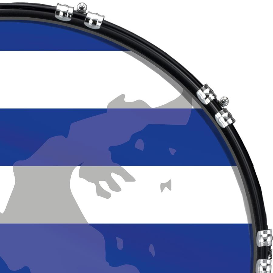 20" Custom Bass Kick Drum Front Head Graphical Flag Greece 1
