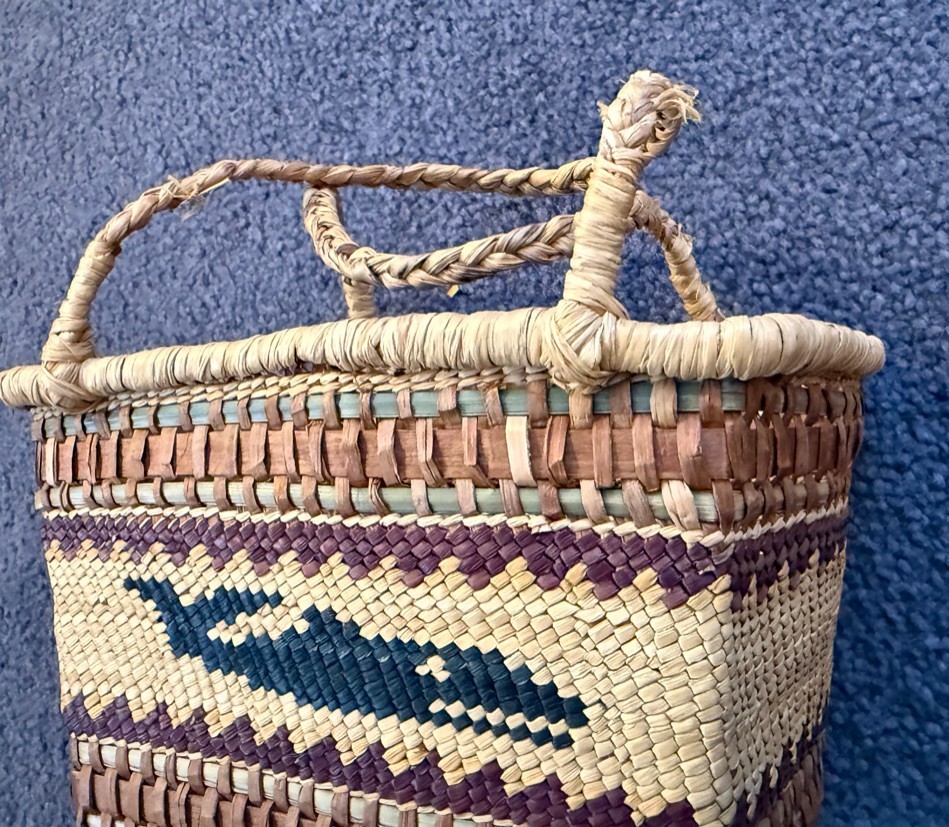 Nootka Makah Handle Market Basket Rectangular Base Woven Nuu-chah-nulth Vintage!