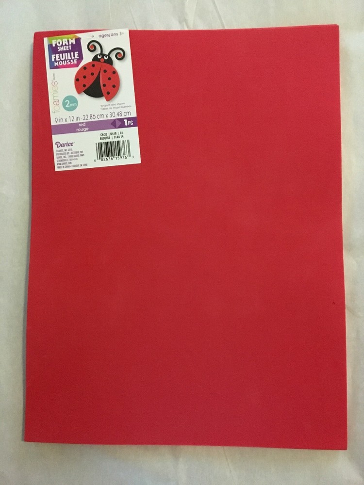 Darice Foamies Red, 5 Count, 9” x 12”, 2mm