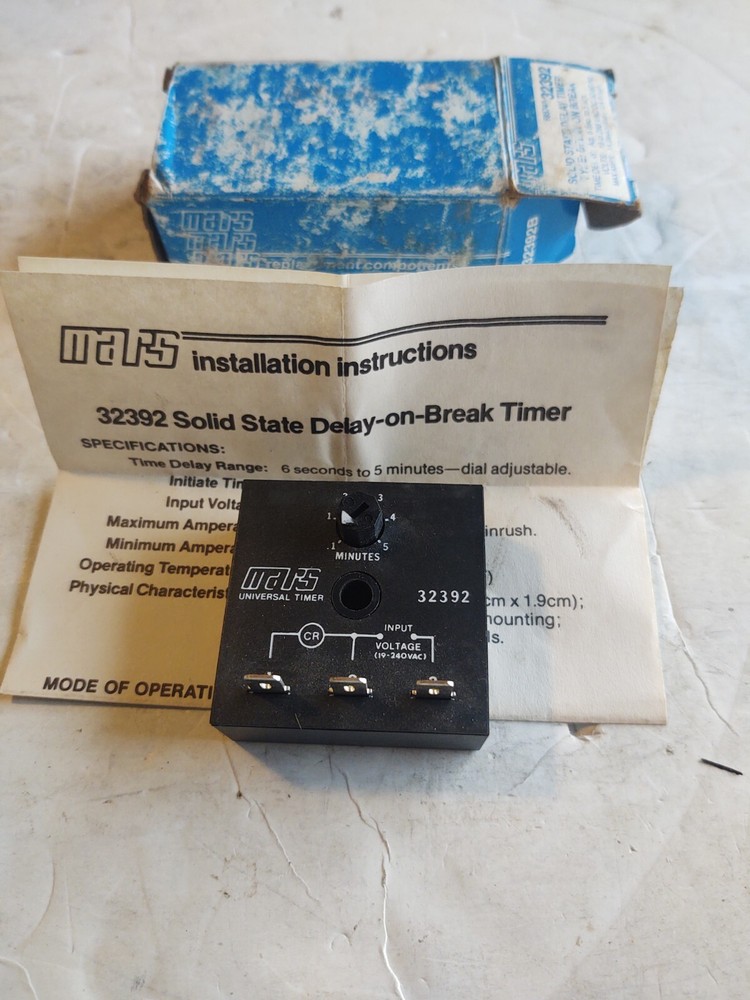 MARS # 32392 / UNIVERSAL TIMER . (INPUT 19-240 VAC). (DELAY TIMER .1 - 5 MIN.).