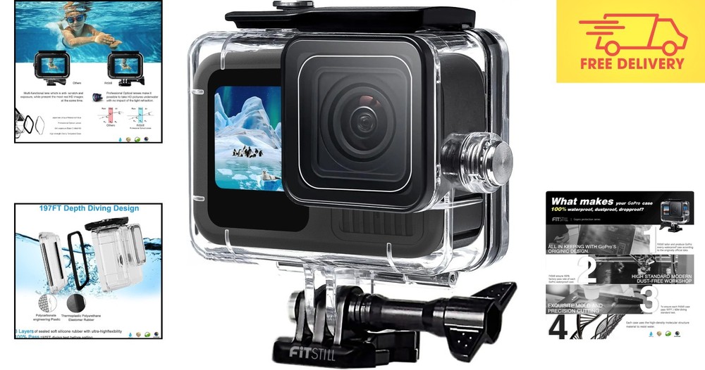 Waterproof Shell for GoPro Hero 9-13 – 196FT Depth Capability for Divers