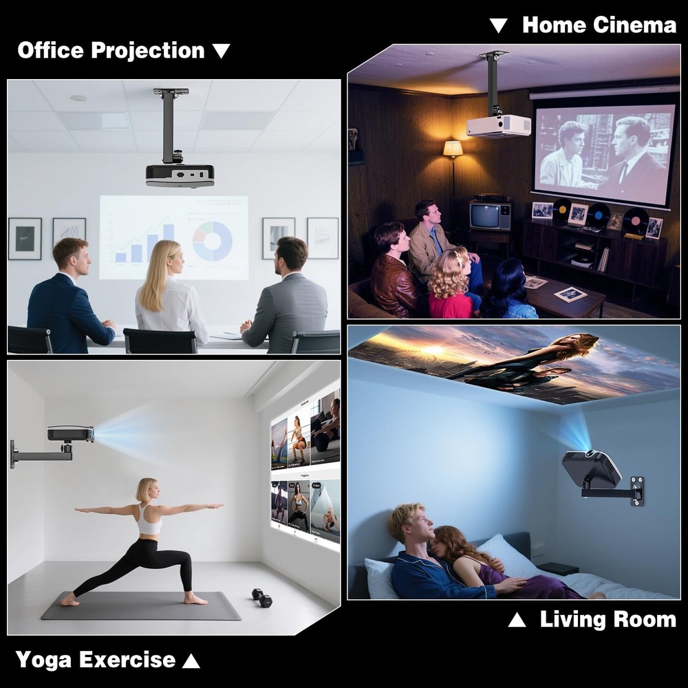 Projector Stand, Wall and Mini Ceiling Mount with 1/4-Inch Thread, 360-degree...
