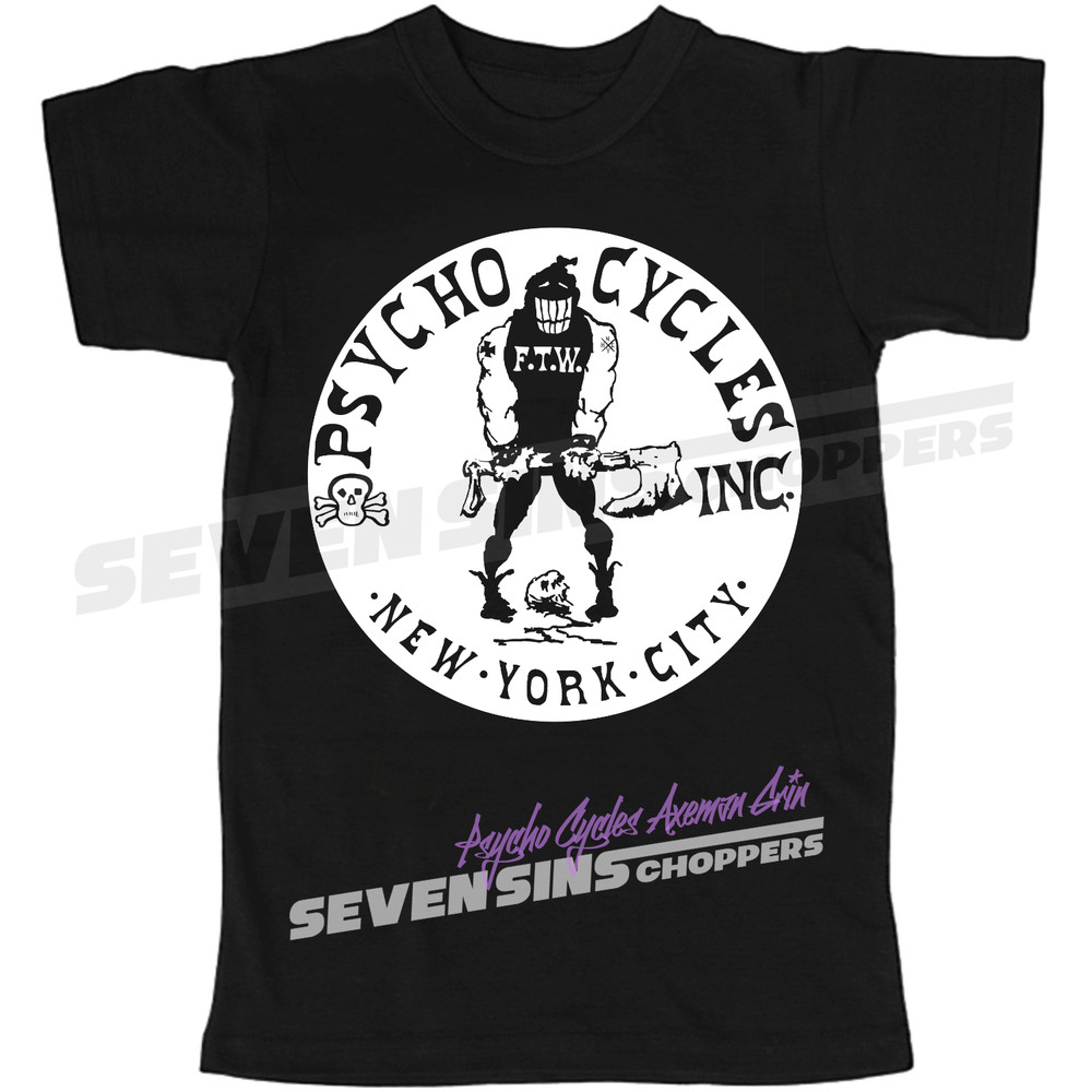 PSYCHO CYCLES AXEMAN GRIN TEE CHOPPER MOTORCYCLE XL • FRONT PRINT