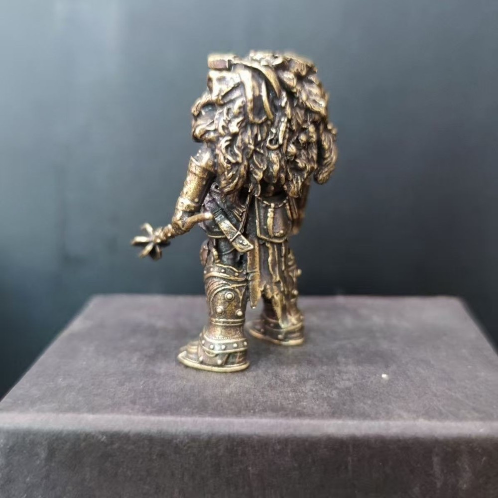Black Solid Brass Soldier Man Knight Terminator Model Toy Statue