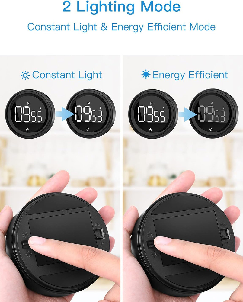Magnetic Digital Kitchen Timer LED Display Countdown Count Up Alarm