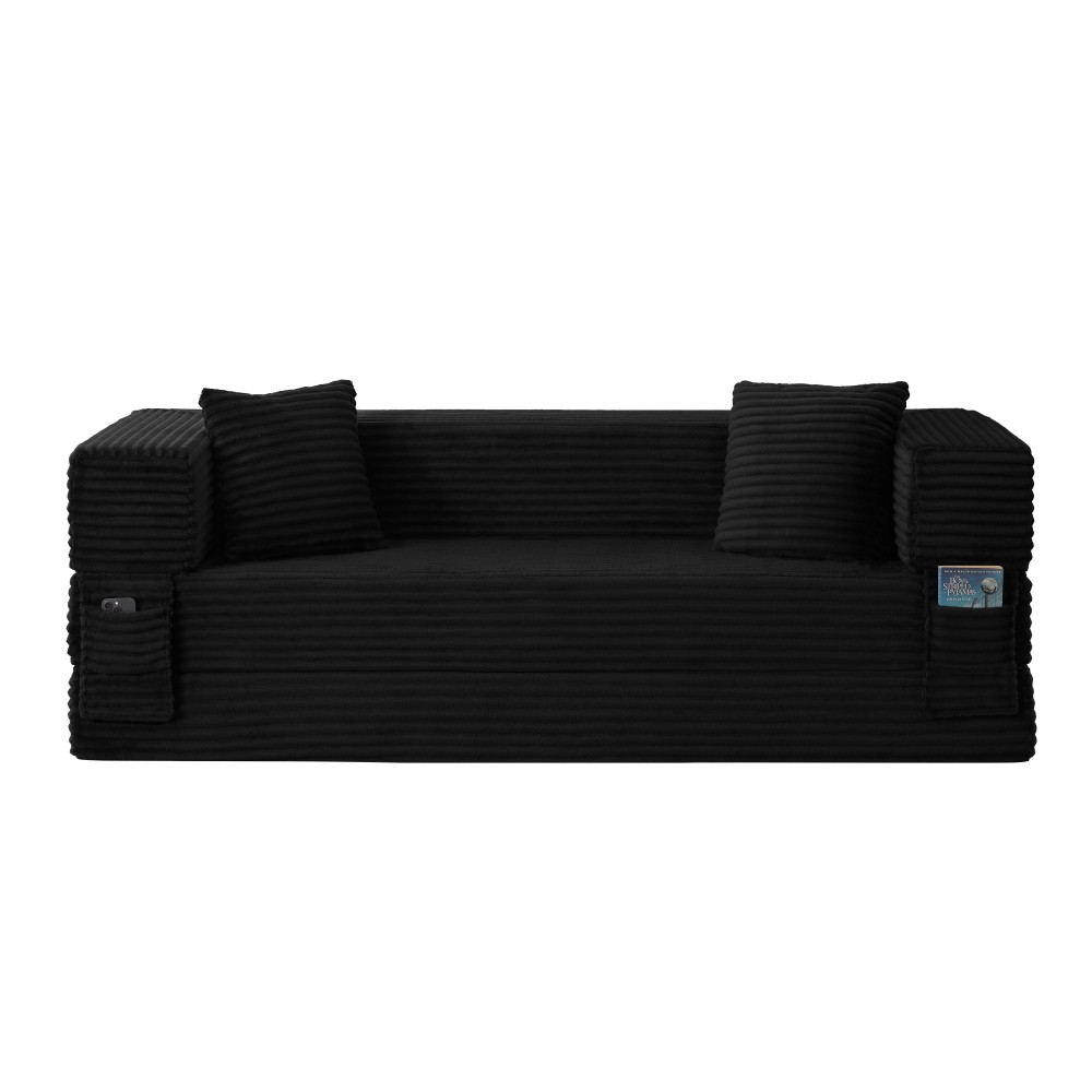 Modern Cord Sofa Classic Square Design, Unique Two-tier Design
